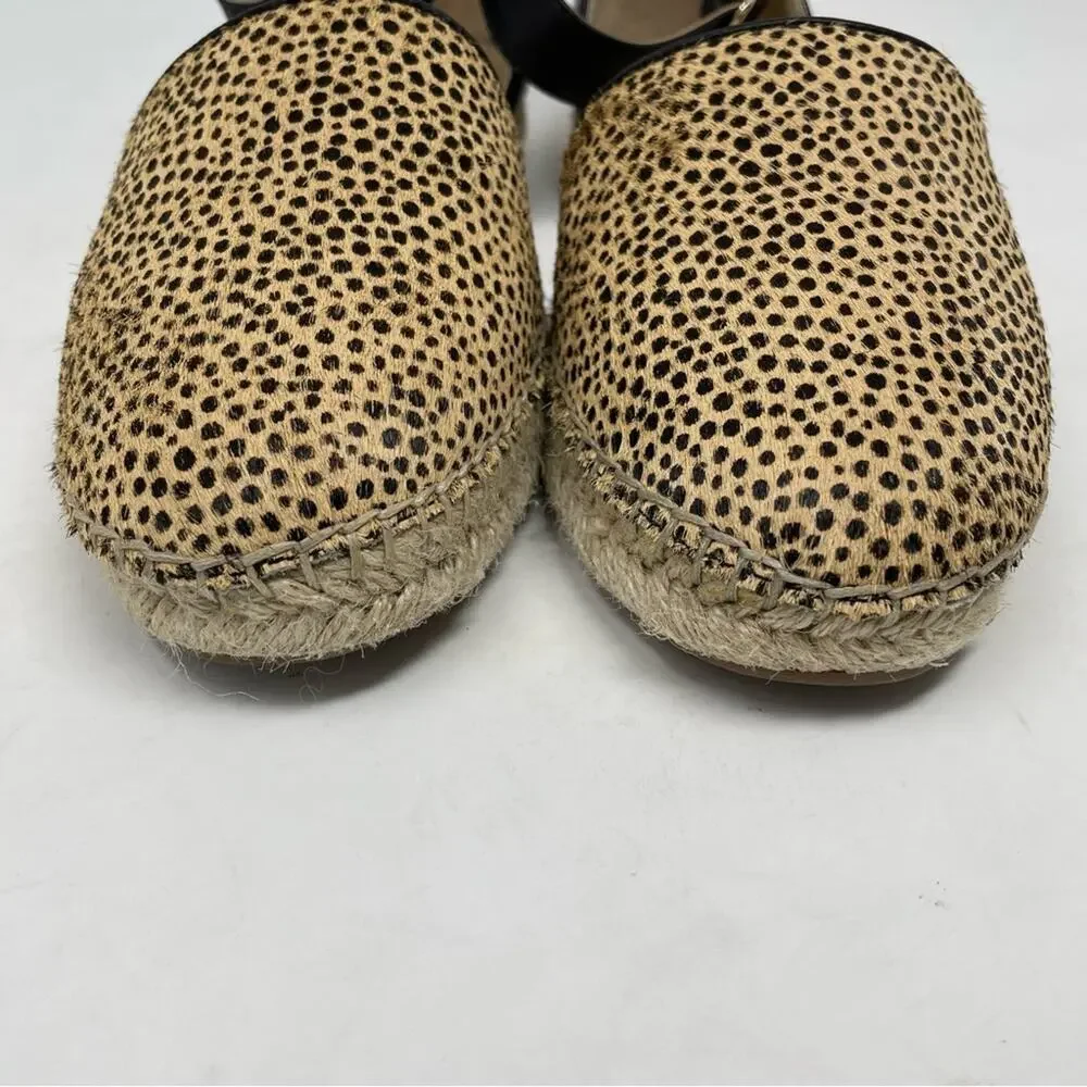Sole Society Tan Black Cow Fur Leather Upper Channing Espadrilles 7.5